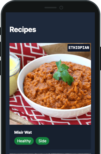 Screenshot of Recipe Web App